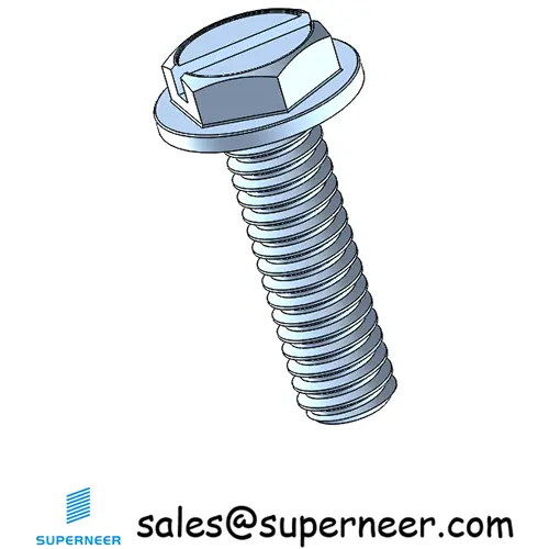 8-32 x 9/16“ Indented Hex Washer Head Slotted Machine Screw Steel Blue Zinc Plated