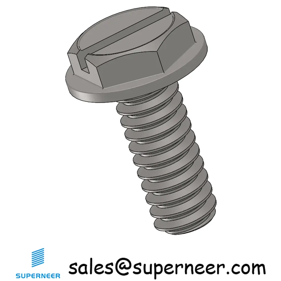10-32 x 1/2" Indented Hex Washer Head Slotted Machine Screw SUS304 Stainless Steel Inox
