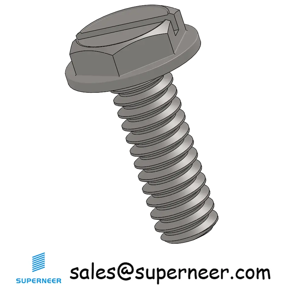 10-32 x 9/16“ Indented Hex Washer Head Slotted Machine Screw SUS304 Stainless Steel Inox