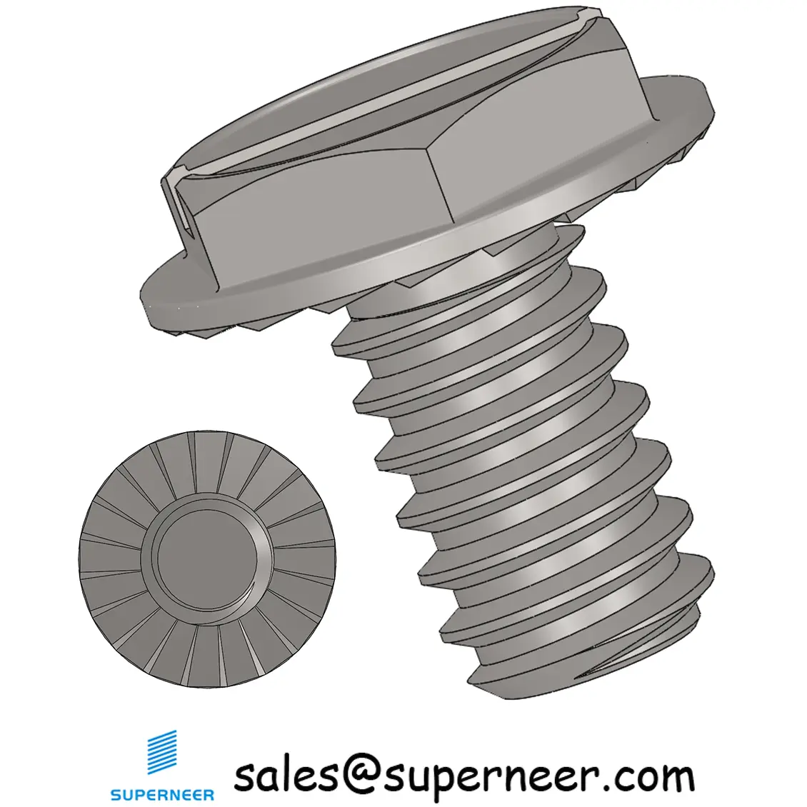 4-40 x 3/16" Indented Hex Washer Serrated Head Slotted Machine Screw SUS304 Stainless Steel Inox