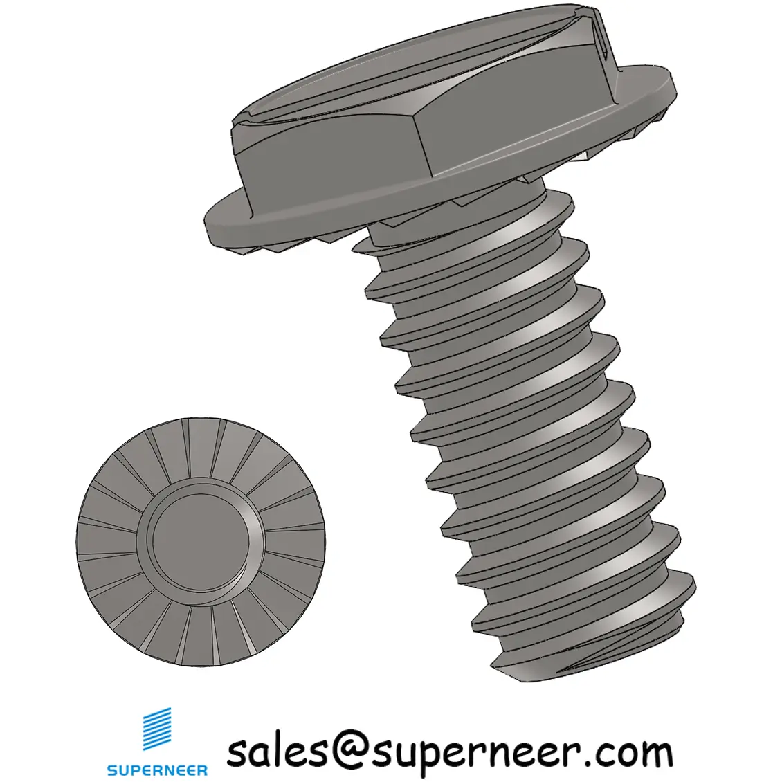 4-40 x 1/4" Indented Hex Washer Serrated Head Slotted Machine Screw SUS304 Stainless Steel Inox