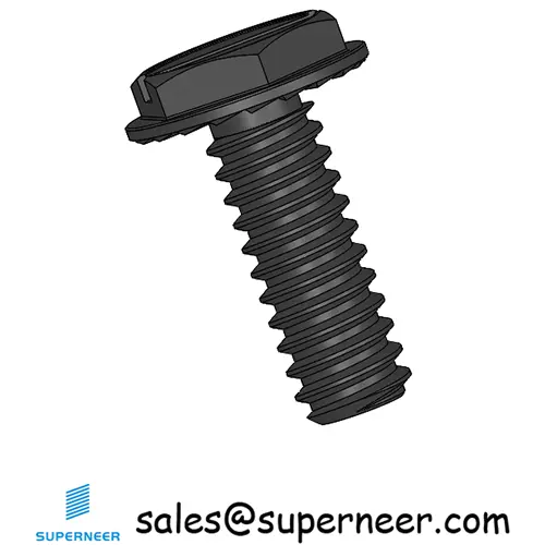 4-40 x 5/16" Indented Hex Washer Serrated Head Slotted Machine Screw Steel Black