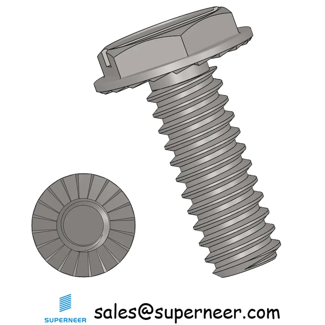 4-40 x 5/16" Indented Hex Washer Serrated Head Slotted Machine Screw SUS304 Stainless Steel Inox
