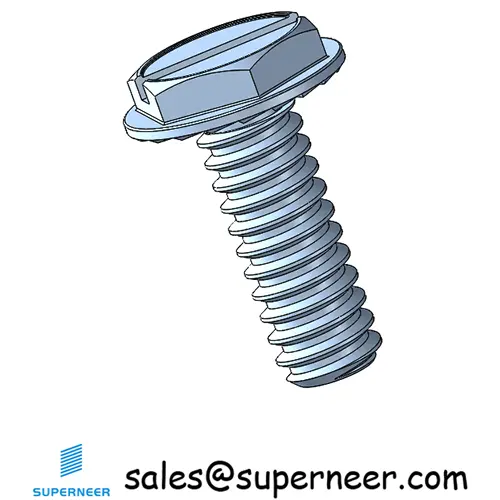 4-40 x 5/16" Indented Hex Washer Serrated Head Slotted Machine Screw Steel Blue Zinc Plated