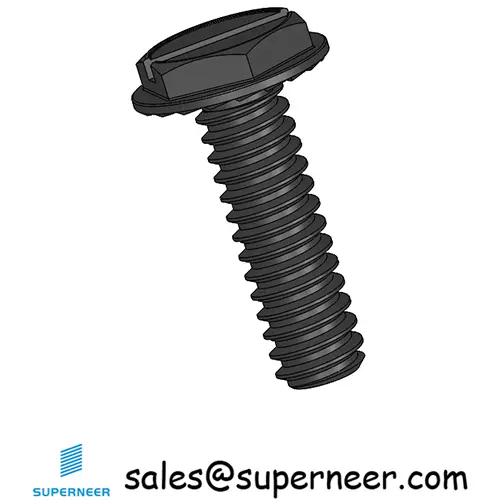 4-40 x 3/8" Indented Hex Washer Serrated Head Slotted Machine Screw Steel Black