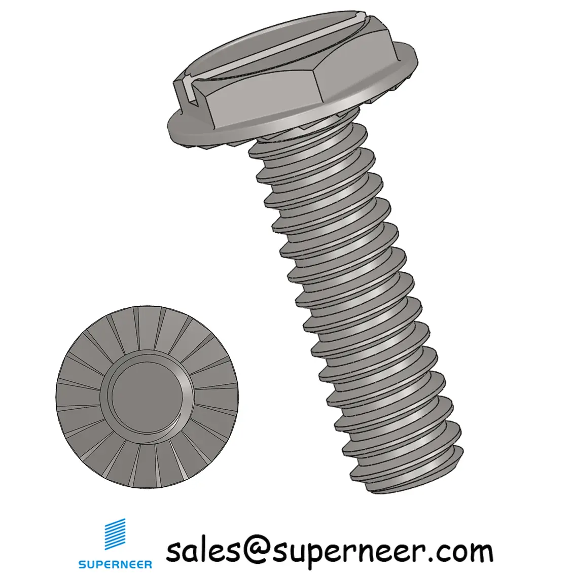 4-40 x 3/8" Indented Hex Washer Serrated Head Slotted Machine Screw SUS304 Stainless Steel Inox