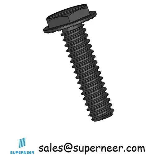 4-40 x 7/16“ Indented Hex Washer Serrated Head Slotted Machine Screw Steel Black