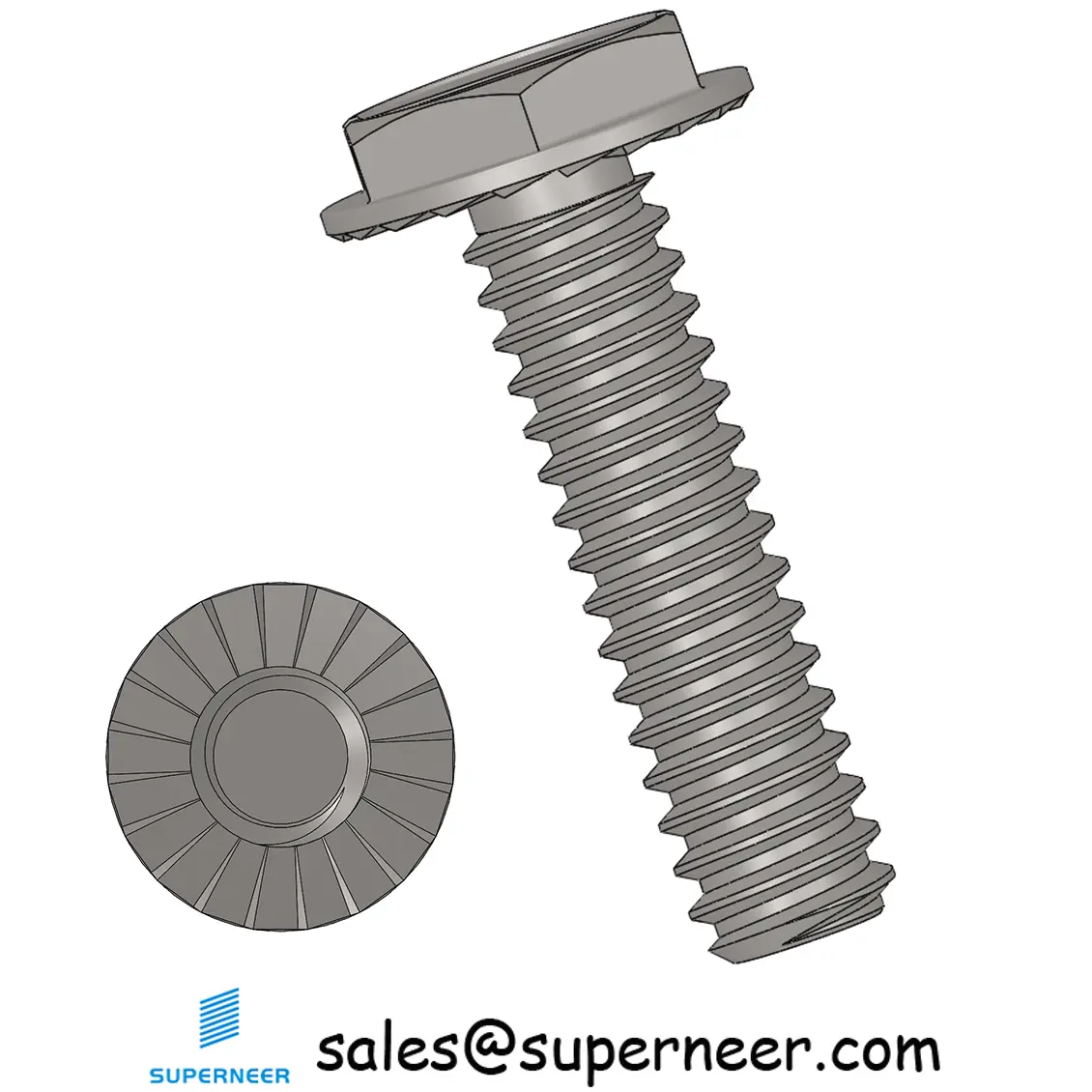 4-40 x 7/16“ Indented Hex Washer Serrated Head Slotted Machine Screw SUS304 Stainless Steel Inox
