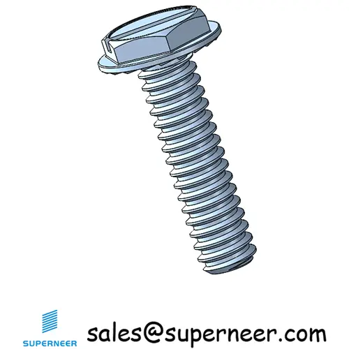 4-40 x 7/16“ Indented Hex Washer Serrated Head Slotted Machine Screw Steel Blue Zinc Plated