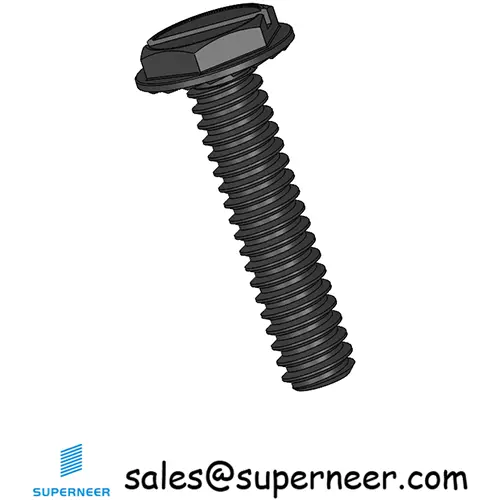 4-40 x 1/2" Indented Hex Washer Serrated Head Slotted Machine Screw Steel Black