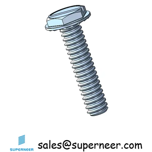4-40 x 1/2" Indented Hex Washer Serrated Head Slotted Machine Screw Steel Blue Zinc Plated
