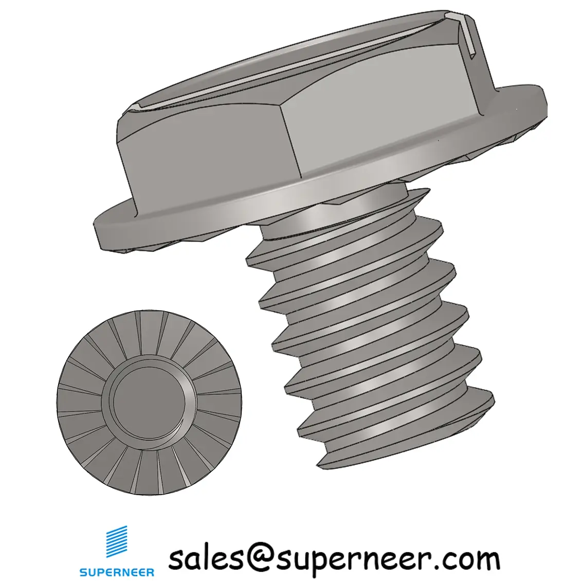 6-32 x 3/16" Indented Hex Washer Serrated Head Slotted Machine Screw SUS304 Stainless Steel Inox