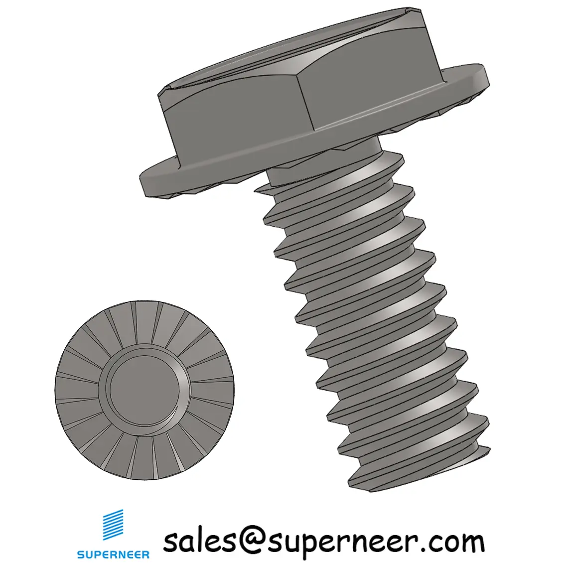 6-32 x 5/16" Indented Hex Washer Serrated Head Slotted Machine Screw SUS304 Stainless Steel Inox