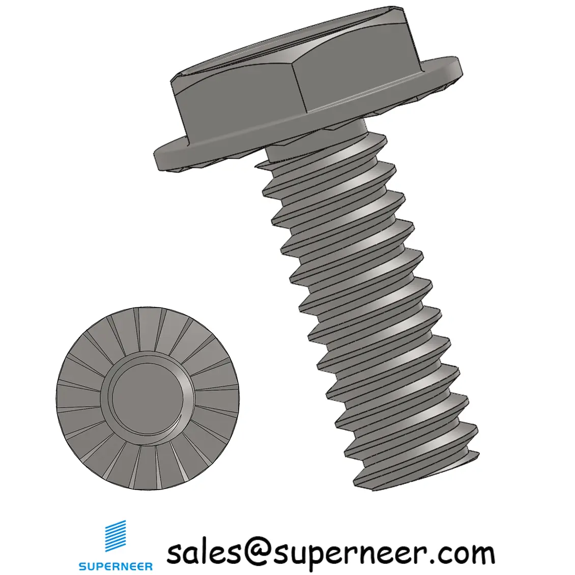 6-32 x 3/8" Indented Hex Washer Serrated Head Slotted Machine Screw SUS304 Stainless Steel Inox
