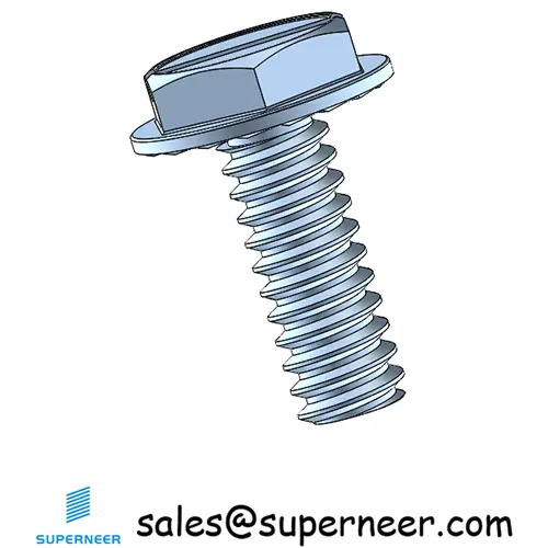 6-32 x 3/8" Indented Hex Washer Serrated Head Slotted Machine Screw Steel Blue Zinc Plated