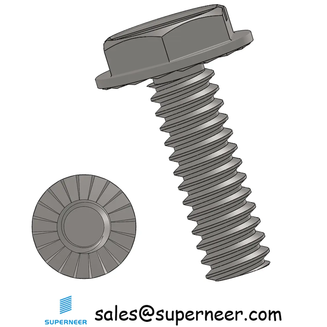 6-32 x 7/16“ Indented Hex Washer Serrated Head Slotted Machine Screw SUS304 Stainless Steel Inox