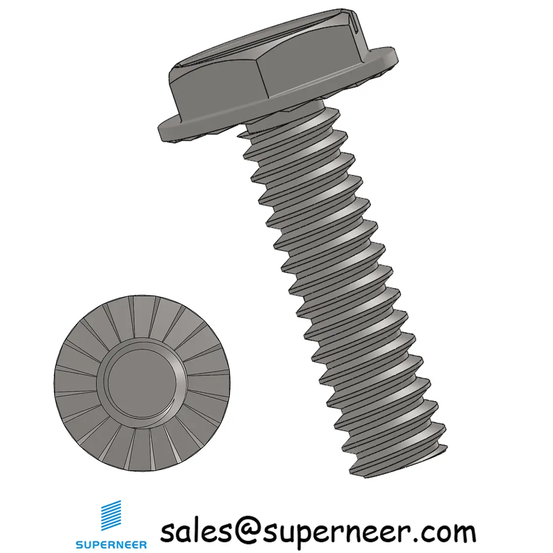 6-32 x 1/2" Indented Hex Washer Serrated Head Slotted Machine Screw SUS304 Stainless Steel Inox