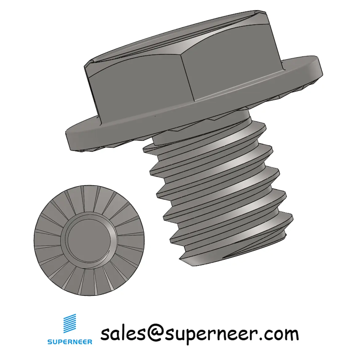 8-32 x 3/16" Indented Hex Washer Serrated Head Slotted Machine Screw SUS304 Stainless Steel Inox