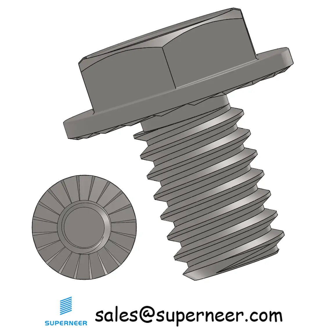 8-32 x 1/4" Indented Hex Washer Serrated Head Slotted Machine Screw SUS304 Stainless Steel Inox