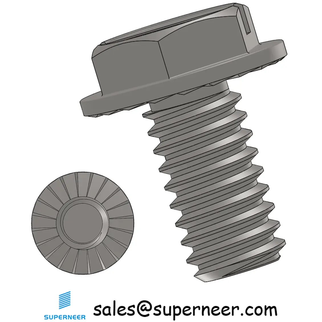 8-32 x 5/16" Indented Hex Washer Serrated Head Slotted Machine Screw SUS304 Stainless Steel Inox