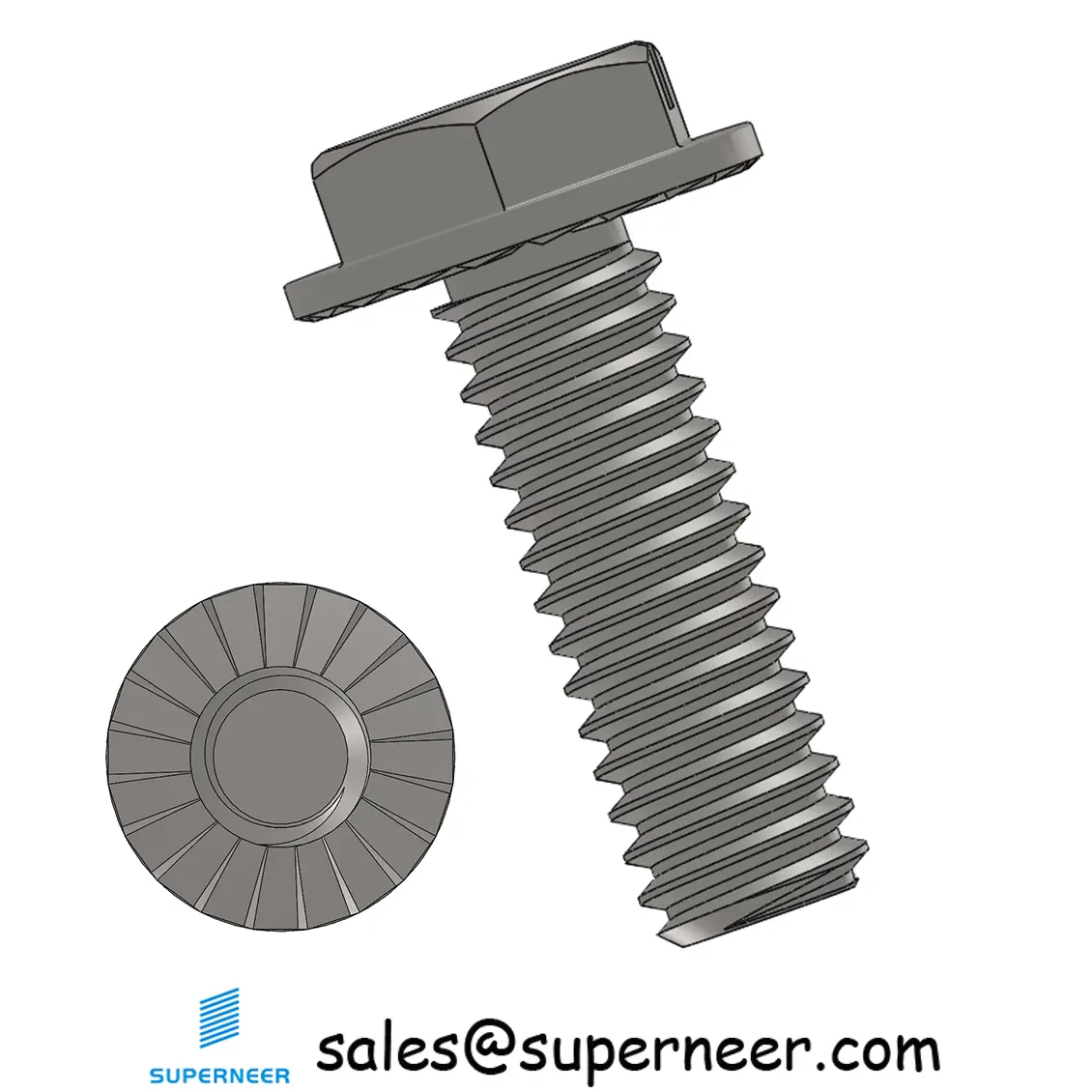 8-32 x 1/2" Indented Hex Washer Serrated Head Slotted Machine Screw SUS304 Stainless Steel Inox