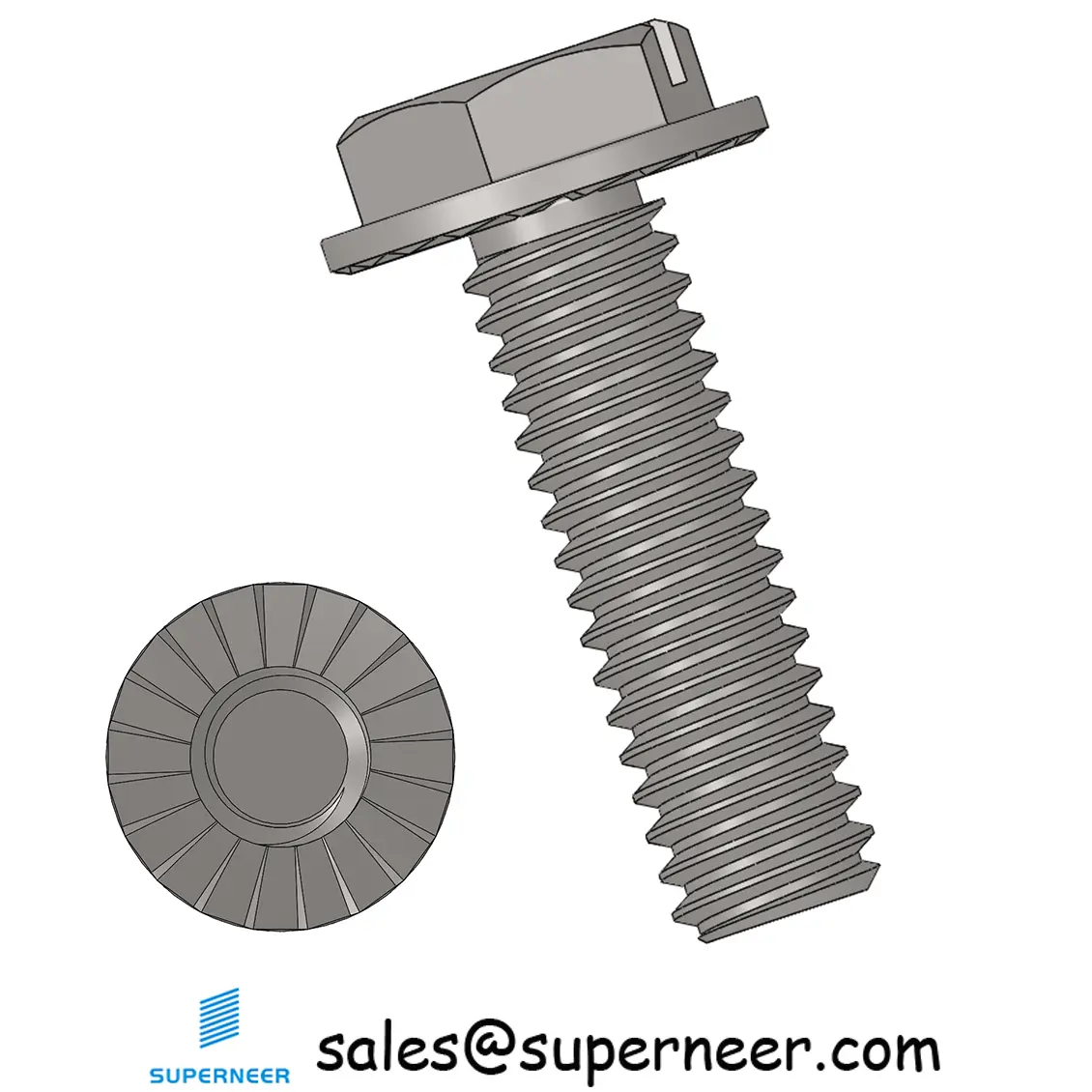 8-32 x 9/16“ Indented Hex Washer Serrated Head Slotted Machine Screw SUS304 Stainless Steel Inox