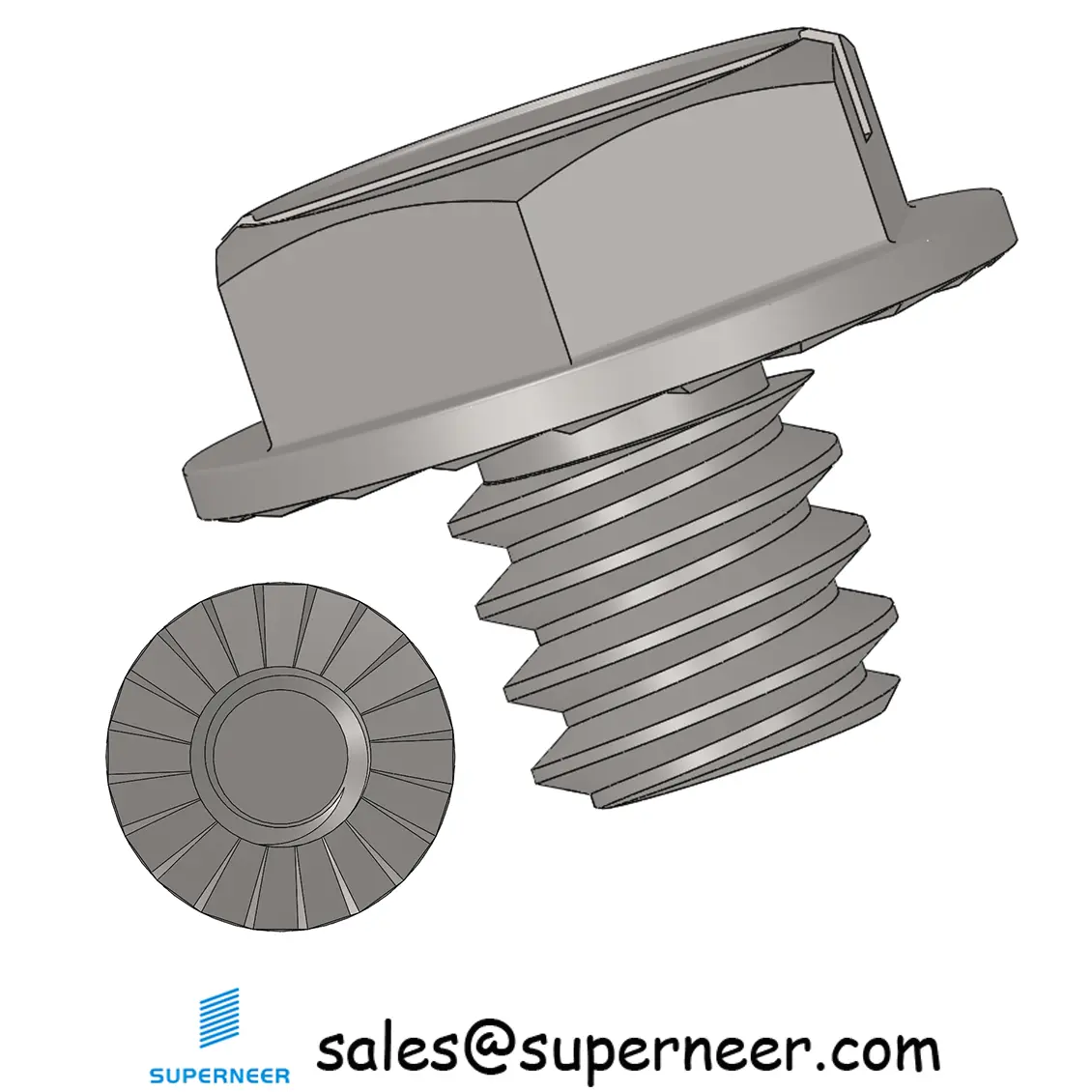 10-32  x 3/16" Indented Hex Washer Serrated Head Slotted Machine Screw SUS304 Stainless Steel Inox