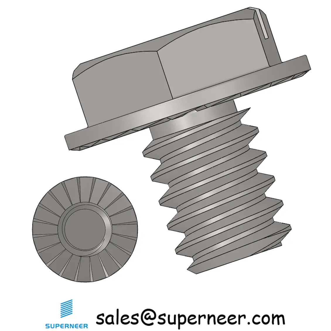 10-32 x 1/4" Indented Hex Washer Serrated Head Slotted Machine Screw SUS304 Stainless Steel Inox