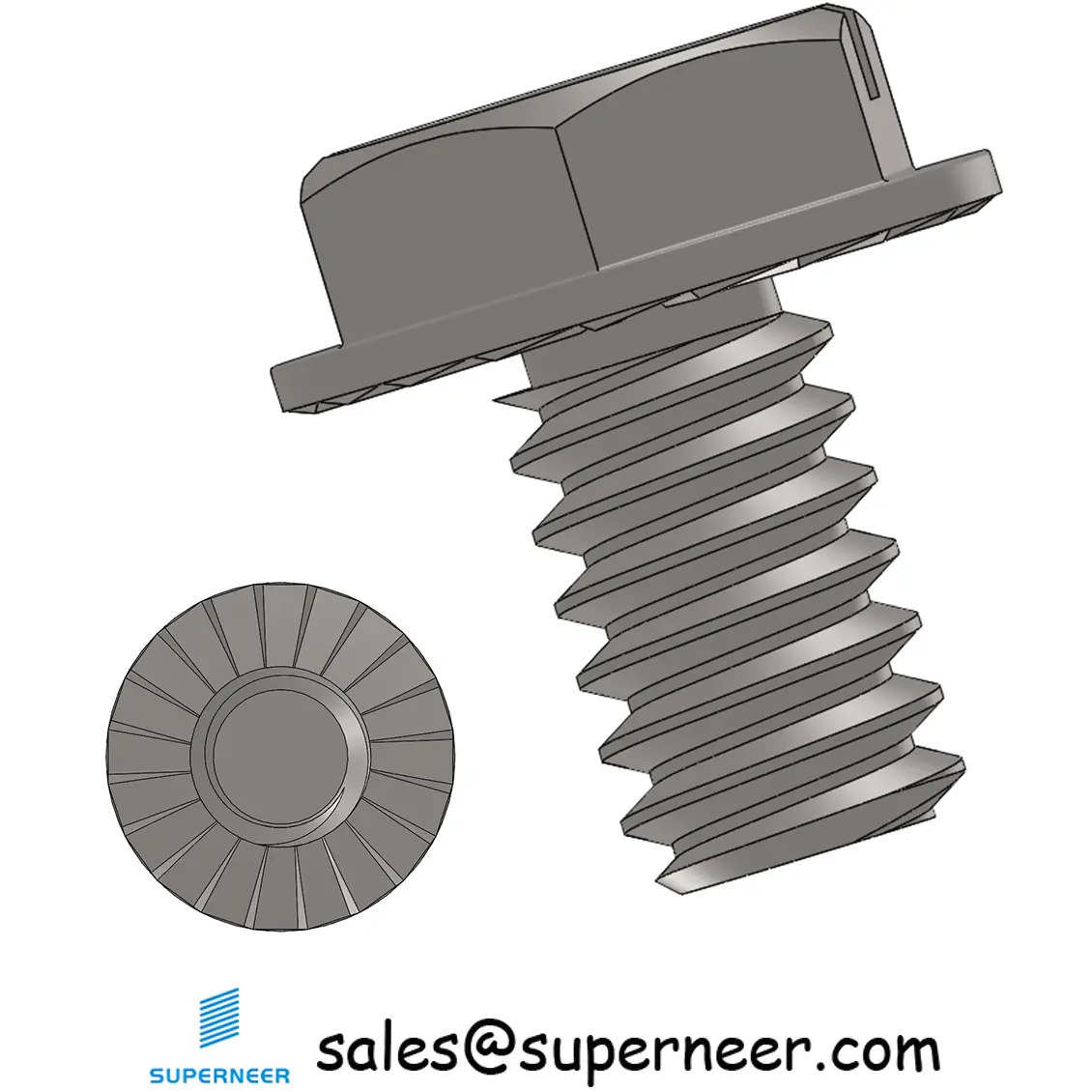 10-32 x 5/16" Indented Hex Washer Serrated Head Slotted Machine Screw SUS304 Stainless Steel Inox