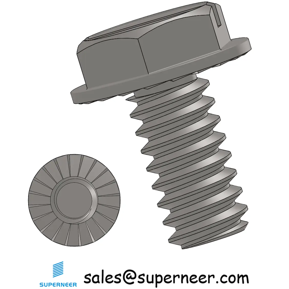 10-32 x 3/8" Indented Hex Washer Serrated Head Slotted Machine Screw SUS304 Stainless Steel Inox