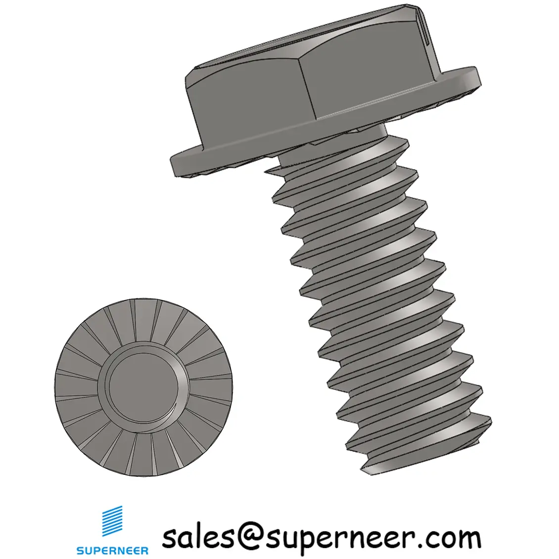 10-32 x 7/16“ Indented Hex Washer Serrated Head Slotted Machine Screw SUS304 Stainless Steel Inox