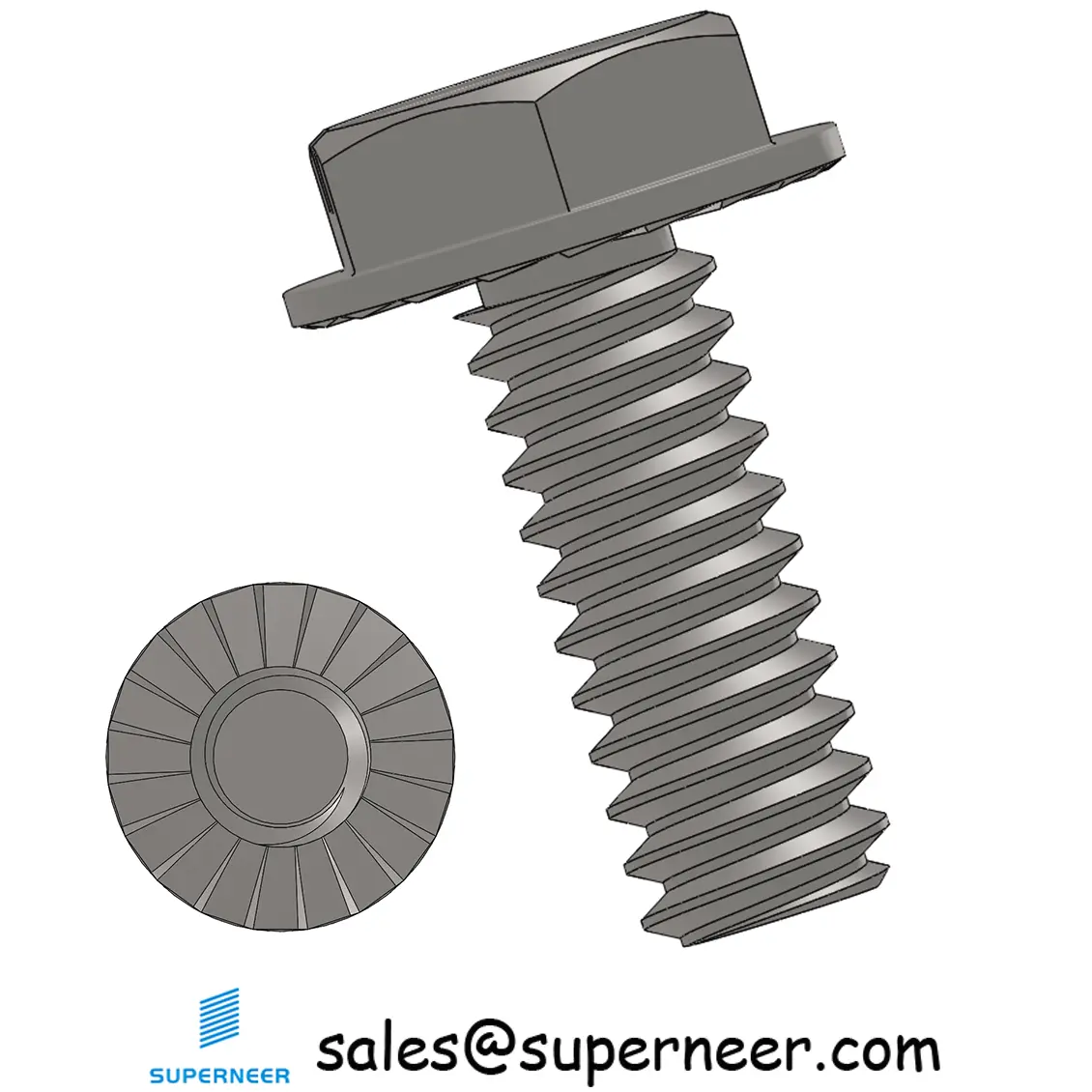 10-32 x 1/2" Indented Hex Washer Serrated Head Slotted Machine Screw SUS304 Stainless Steel Inox