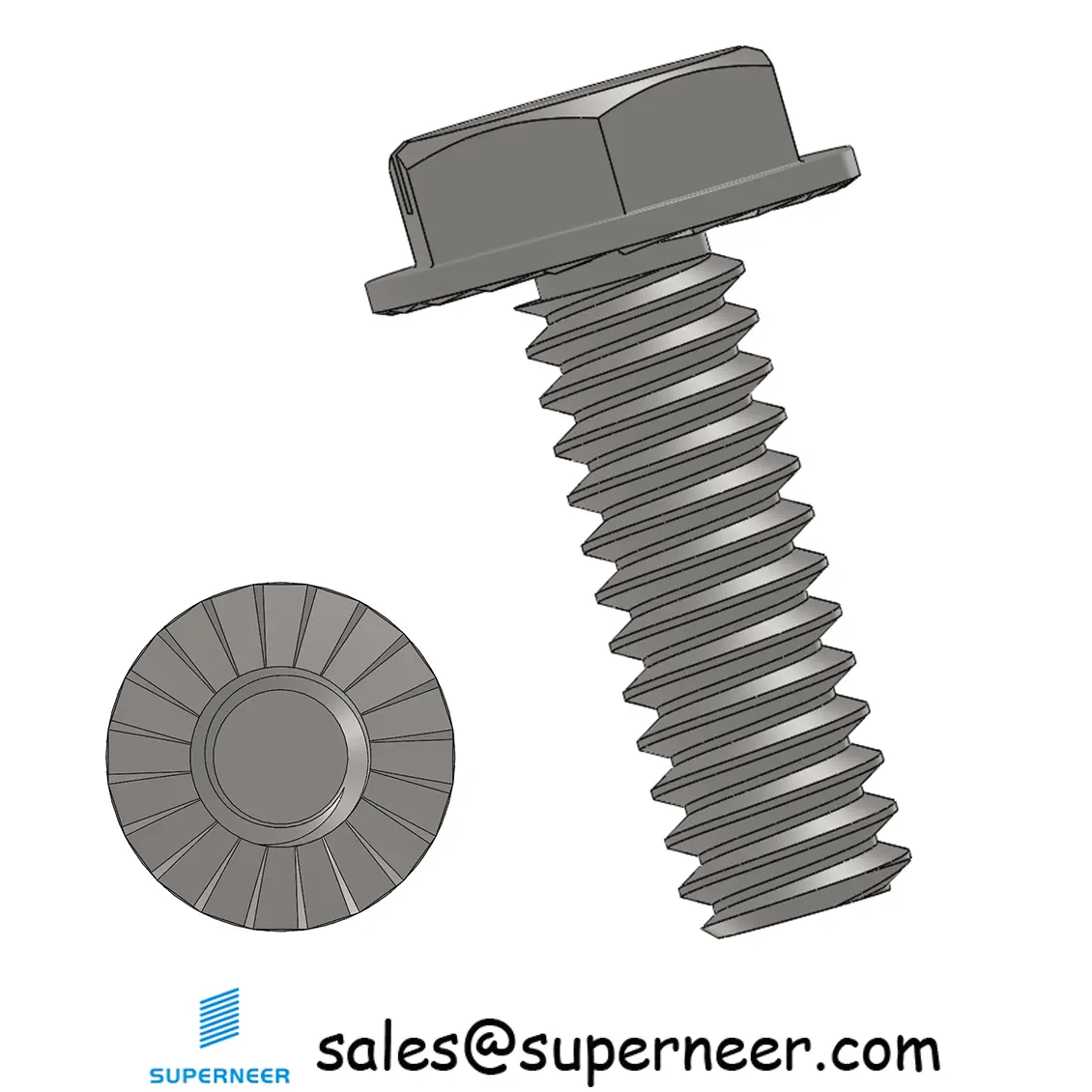 10-32 x 9/16“ Indented Hex Washer Serrated Head Slotted Machine Screw SUS304 Stainless Steel Inox