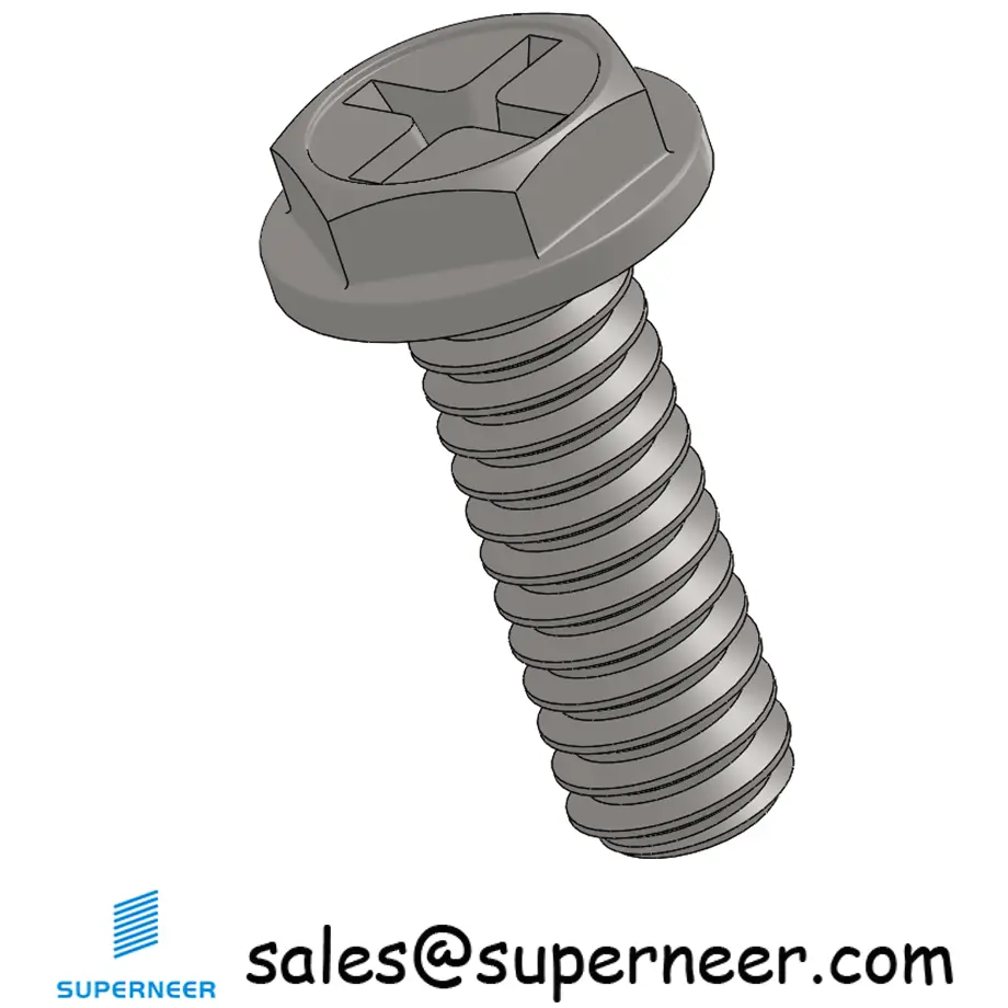 2-56 x 1/4" Indented Hex Washer Head Phillips Machine Screw SUS304 Stainless Steel Inox