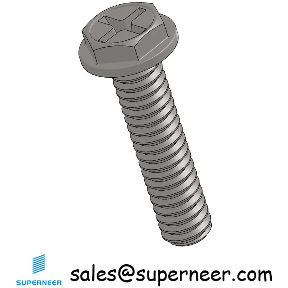 2-56 x 3/8" Indented Hex Washer Head Phillips Machine Screw SUS304 Stainless Steel Inox