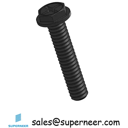 2-56 x 7/16“ Indented Hex Washer Head Phillips Machine Screw Steel Black