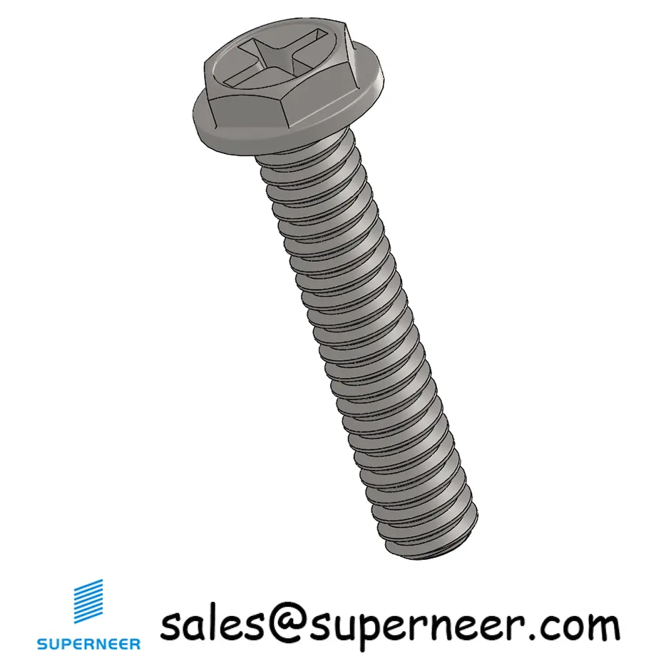 2-56 x 7/16“ Indented Hex Washer Head Phillips Machine Screw SUS304 Stainless Steel Inox