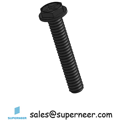 2-56 x 1/2" Indented Hex Washer Head Phillips Machine Screw Steel Black