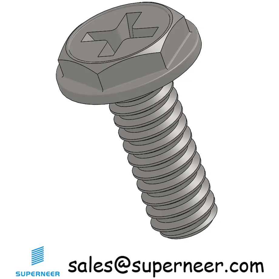 4-40 x 5/16" Indented Hex Washer Head Phillips Machine Screw SUS304 Stainless Steel Inox