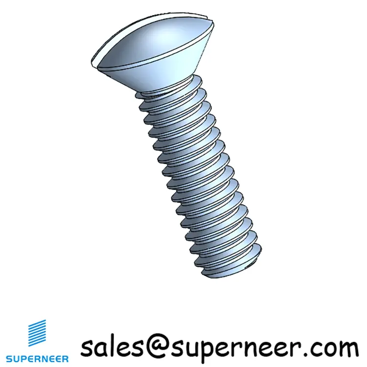 2-56 x 5/16" Oval Head Slotted Machine Screw Steel Blue Zinc Plated