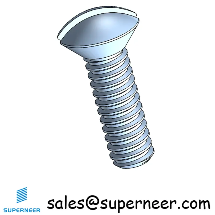 4-40 x 3/8" Oval Head Slotted Machine Screw Steel Blue Zinc Plated