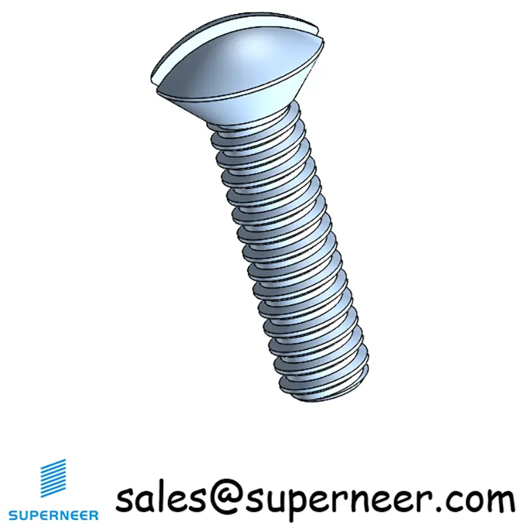 4-40 x 7/16" Oval Head Slotted Machine Screw Steel Blue Zinc Plated