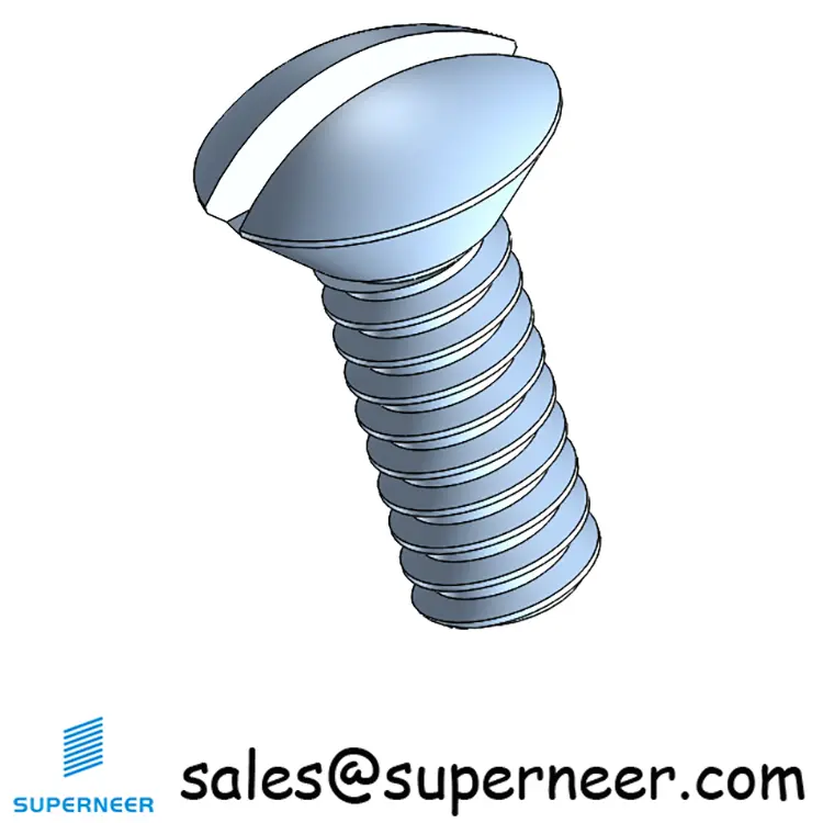 6-32 x 3/8" Oval Head Slotted Machine Screw Steel Blue Zinc Plated