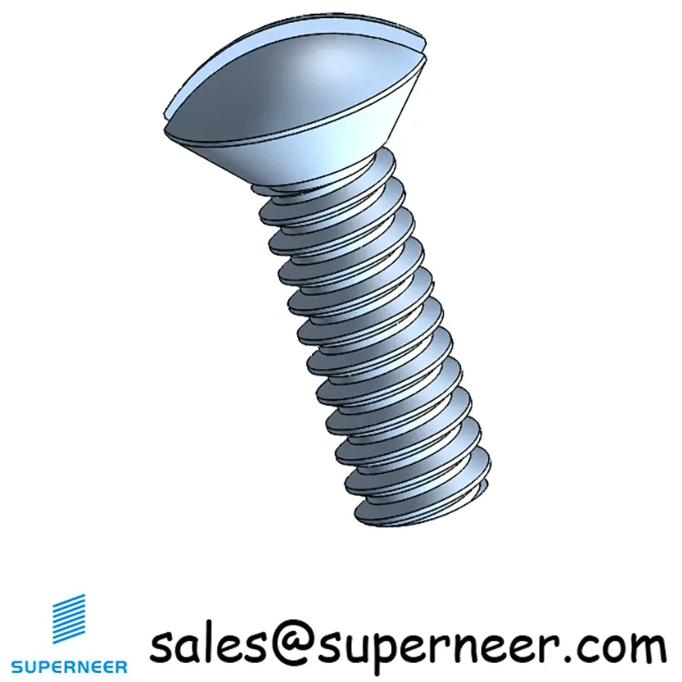 6-32 x 7/16" Oval Head Slotted Machine Screw Steel Blue Zinc Plated