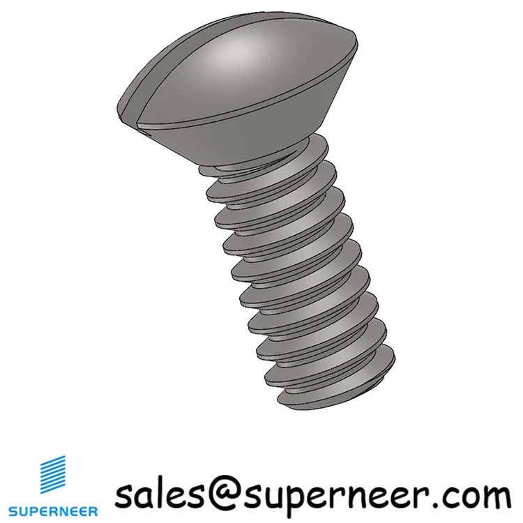 10-32 x 1/2" Oval Head Slotted Machine Screw SUS304 Stainless Steel Inox