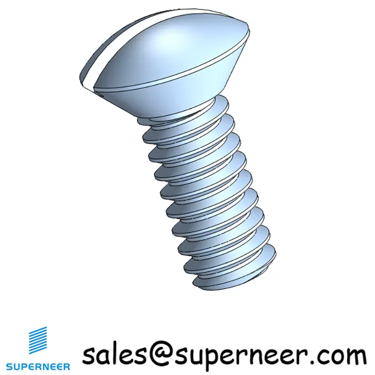 10-32 x 1/2" Oval Head Slotted Machine Screw Steel Blue Zinc Plated