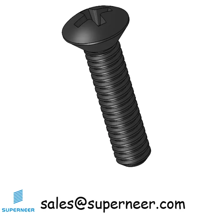 3-48 x 7/16" Oval Head Phillips Machine Screw Steel Black