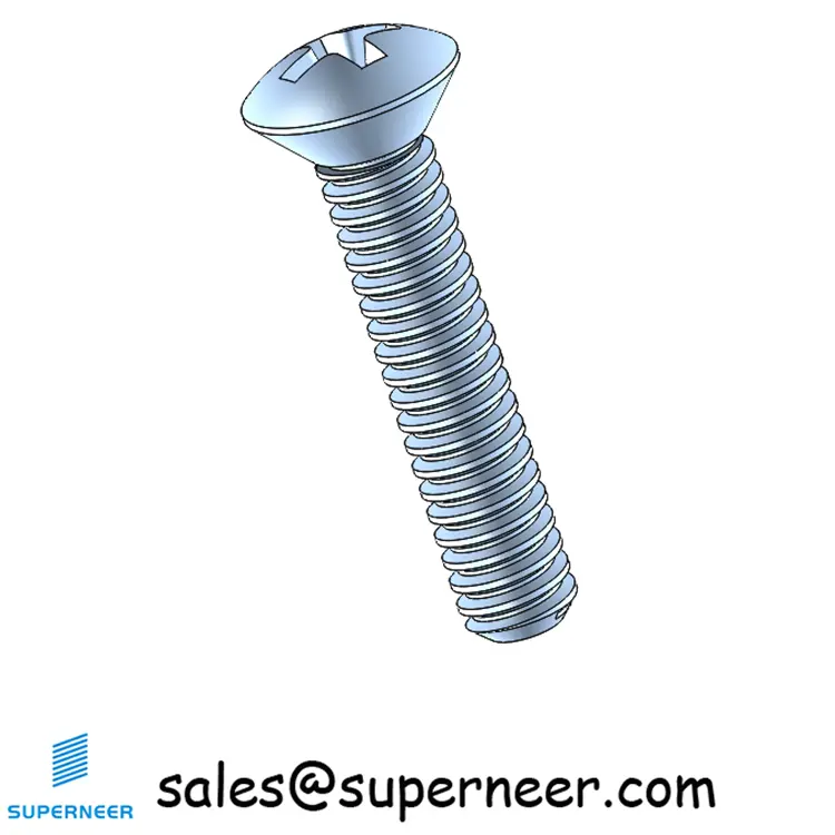 3-48 x 1/2" Oval Head Phillips Machine Screw Steel Blue Zinc Plated