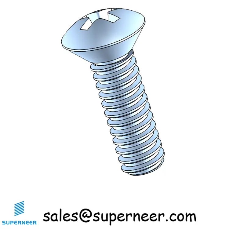 4-40 x 3/8" Oval Head Phillips Machine Screw Steel Blue Zinc Plated