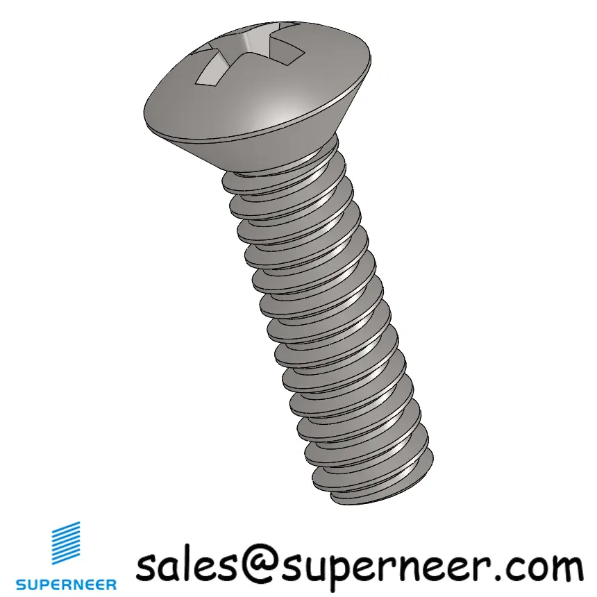 6-32 x 1/2" Oval Head Phillips Machine Screw SUS304 Stainless Steel Inox